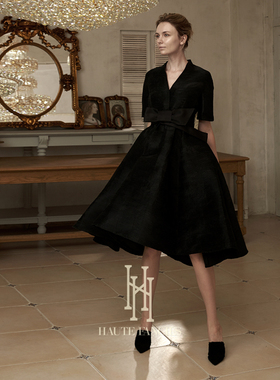 法式小黑裙 HAUTE FANCIES后构想｜黑色千褶复古大摆小礼服连衣裙