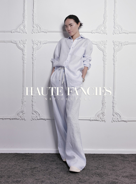 艺术家 HAUTE FANCIES后构想｜25早秋新品浅蓝色高级亚麻宽松衬衫