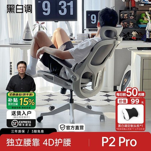 黑白调P2Pro人体工学椅电脑椅午休椅躺椅办公椅学生椅