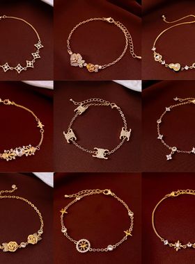 真金电镀锆石珍珠葫芦手链复古轻奢百搭小众手环时尚气质手饰