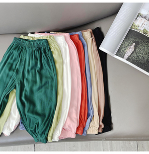 零触感冰丝防蚊裤夏季儿童防晒薄款宽松空调长裤男女童小宝可开裆