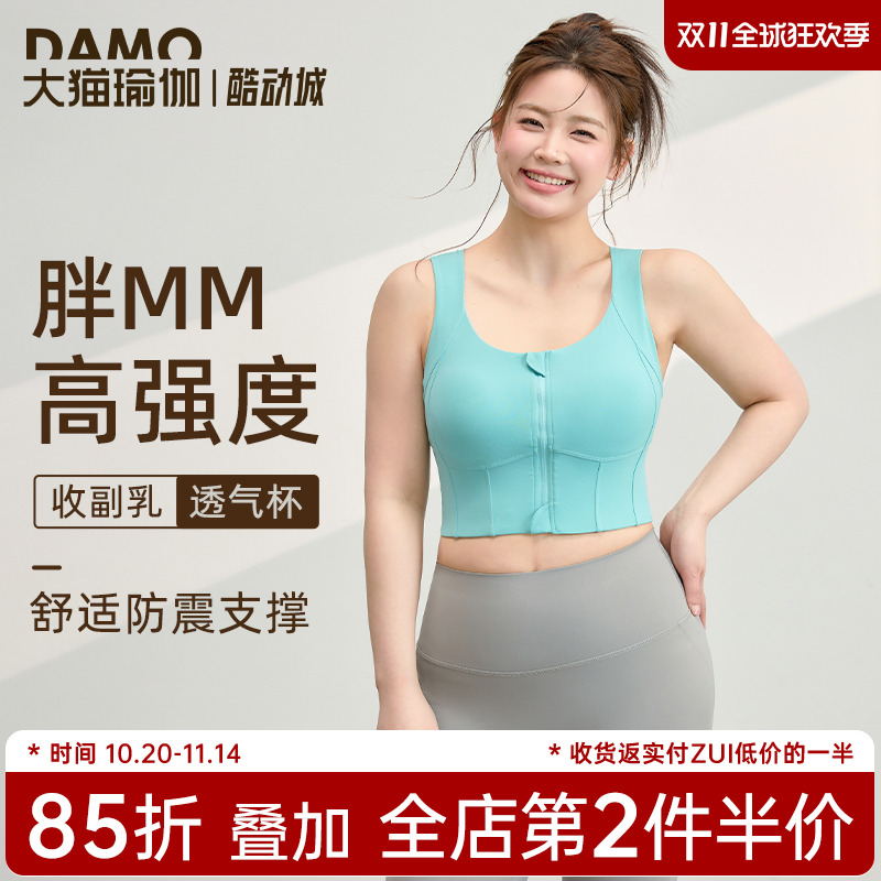 运动内衣女高强度防震瑜伽服背心外穿跑步训练胖MM大码健身服文胸