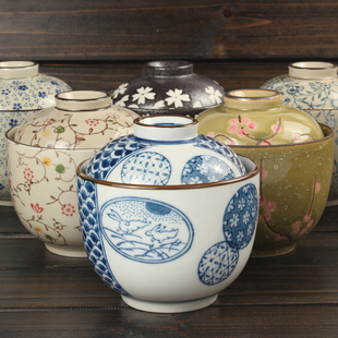 日式碗 陶瓷米饭碗带盖甜品碗保鲜碗隔水炖盅甜品盅燕窝盅蒸蛋盅