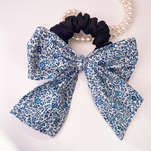 Liberty薄软平替纯棉布料大肠发圈头花布艺蝴蝶结发圈