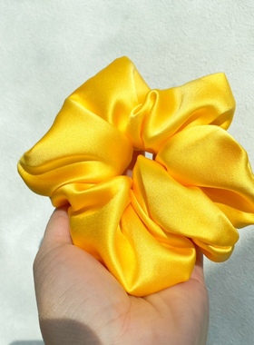 40姆米真丝缎面明黄色发圈100%桑蚕丝其他颜色可定制