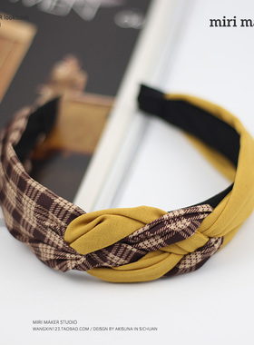 咖黄色麻花结网红新款百搭气质简约打结头饰韩国发饰洗脸发卡发箍