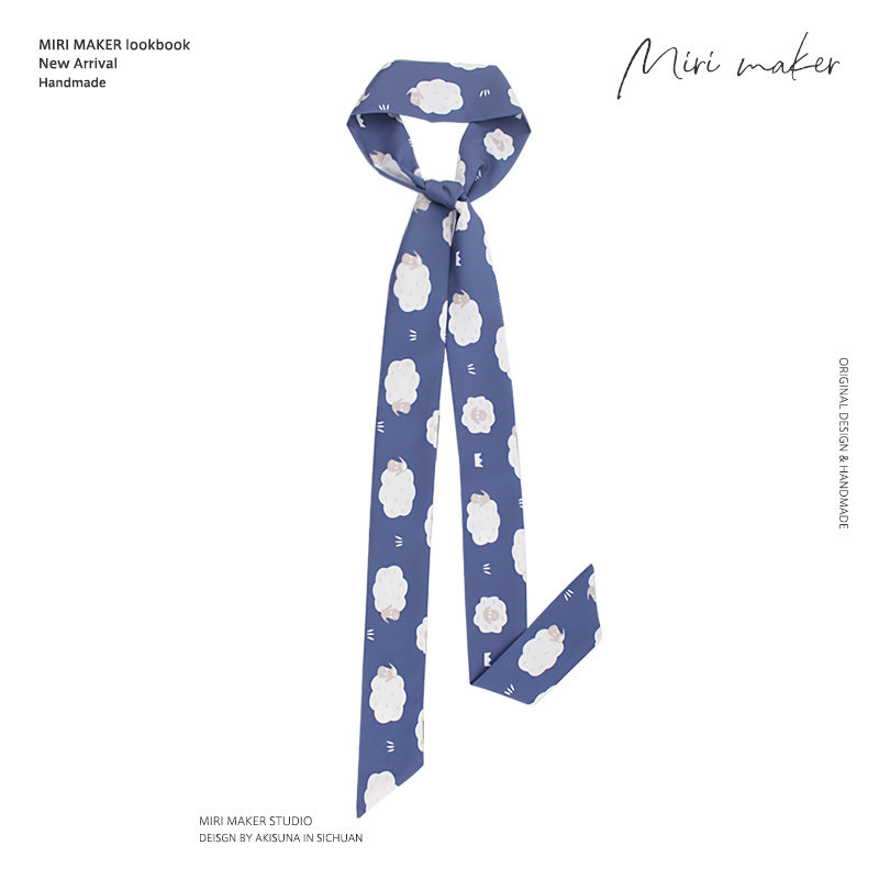 蓝色复古编发长丝巾发带女外出绑发绑包领巾腰带飘带发箍扎头发饰