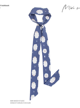 蓝色复古编发长丝巾发带女外出绑发绑包领巾腰带飘带发箍扎头发饰