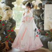 连衣裙小女孩超仙古筝演出服秋季 汉服女童中国风襦裙儿童古装 唐装