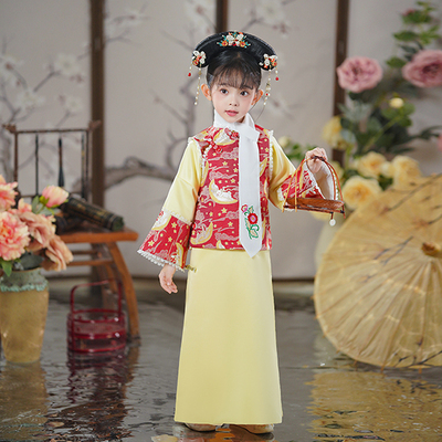 春秋女童满族清朝格格公主旗服