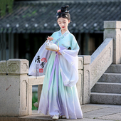 演出服 交领中国风唐装 汉服女童战国袍春秋魏晋风广袖 超仙儿童古装