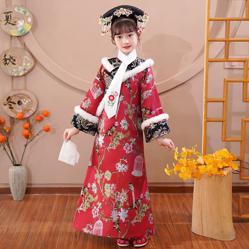 女童满族宫廷格格服冬季演出服