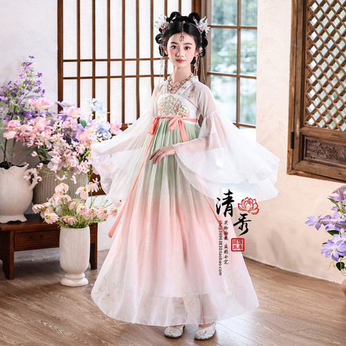 原创女童汉服2025秋季襦裙超仙中国风儿童古装古风唐装古筝演出服
