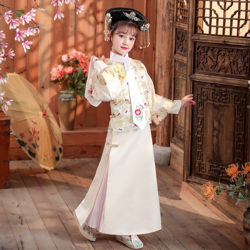 女童古装清朝满族儿童还珠格格公主旗服宫廷甄嬛后传皇后演出服装
