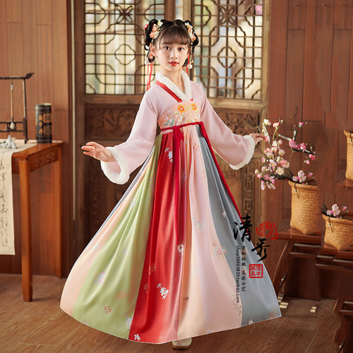 汉服古装女童冬季唐装襦裙演出服