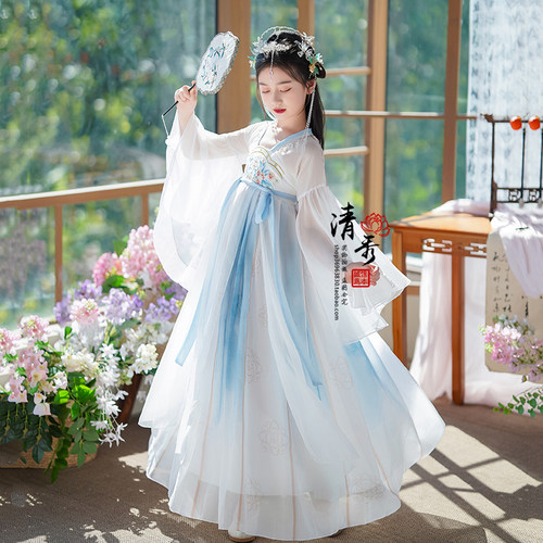 女童汉服襦裙超仙中国风连衣裙