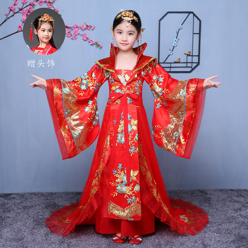 女童汉服唐古代宫廷仙女拖尾大袖