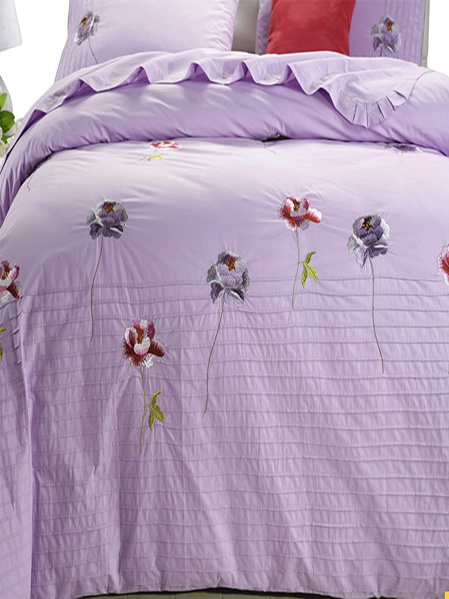 EXPORTED TO FRANCE PURE COTTON EMBROIDERY WEDDING QUILT COVER FOUR-PIECE FLOWER SET 60 SHEETS FOUR-PIECE BEDDING