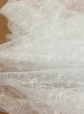 缘顺纯色白色冰裂纹蕾丝网纱布料连衣裙婚纱装饰舞台服装面料diy