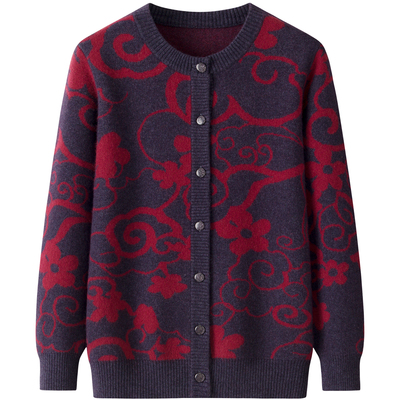 100纯山羊绒女衫中老年针织外套