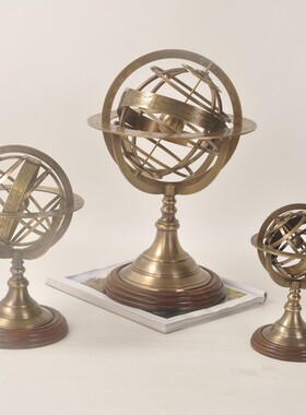 复古怀旧风纯铜工艺品印度地球仪