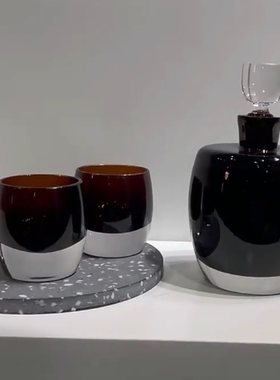 意式轻奢水晶玻璃酒具套装醒酒器摆件样板房桌面茶几餐桌装饰摆件