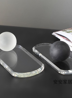 透明水晶客厅茶几托盘