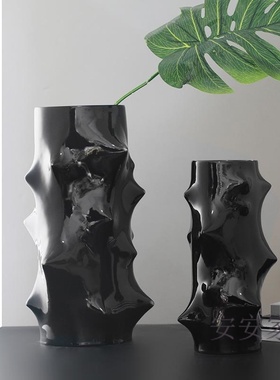 欧式风黑色样板房插干花家居装饰