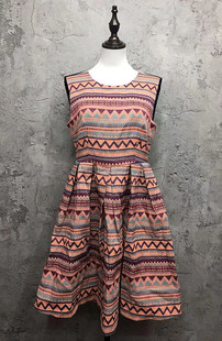 代工厂样版衣外贸原单尾货女装女士后背深V复古风无袖连衣裙