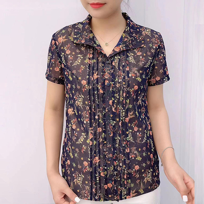 柏丽鸟短袖台湾网纱t恤妈妈装夏