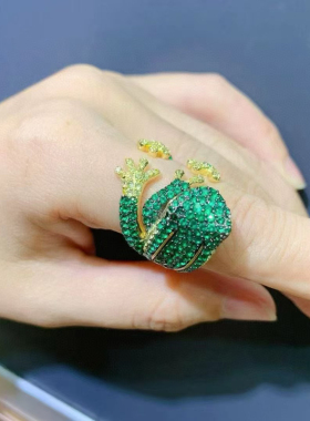 气质925银高档新款时尚青蛙锆石