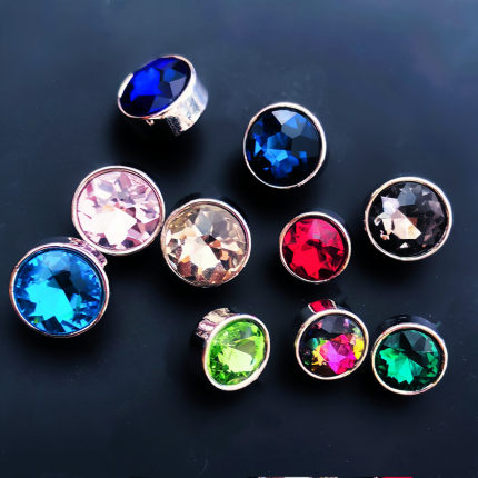 玻璃水晶钻扣彩色开衫扣子毛衣衬衣扣圆形红粉绿蓝灰闪亮纽扣包邮