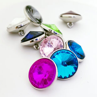 彩色钻扣蓝绿紫毛衣扣闪亮高品质玻璃水晶扣 包邮