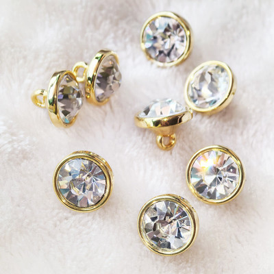 【衬衫小扣】金色底白钻时尚商务闪亮男女羊绒衫扣子水晶纽扣包邮