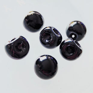 包邮 黑色衬衣扣边孔偏孔黑色仿珍珠扣1厘米旗袍衬衣开衫 球形小扣