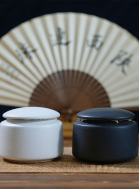 禅意陶瓷黑白釉连珠五子棋罐小号围棋罐中国风样板间展架棋盒包邮