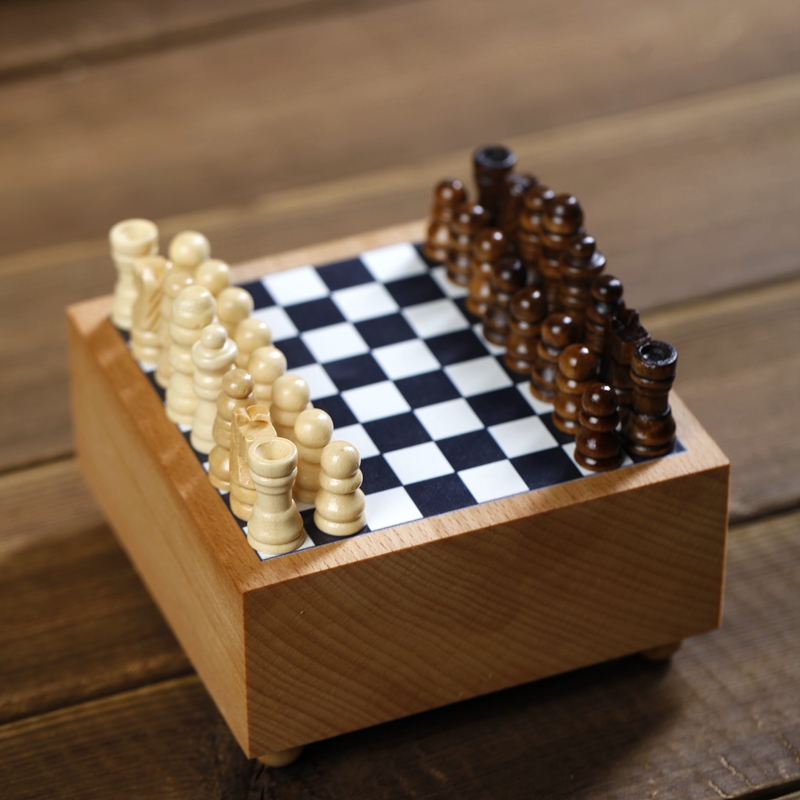 国际象棋音乐盒国际跳棋八音盒木摆件生日表白文创情人节礼物包邮