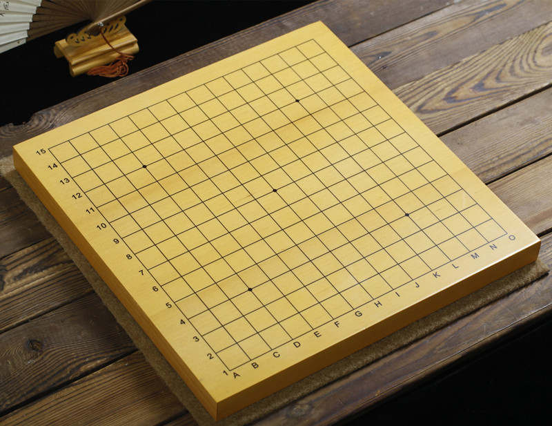 15路标准坐标连珠五子棋盘围棋象棋两用新榧实木贴面画线比赛包邮