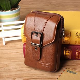 牛皮腰包男士 手机包4.7－5.5寸5.7－6.3真皮手机套男包包