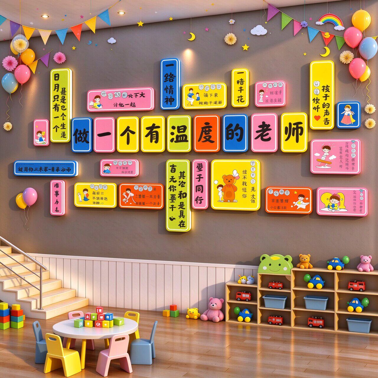 幼儿园环创墙面班级布置办公教室装饰做一个有温度的老师文化墙贴