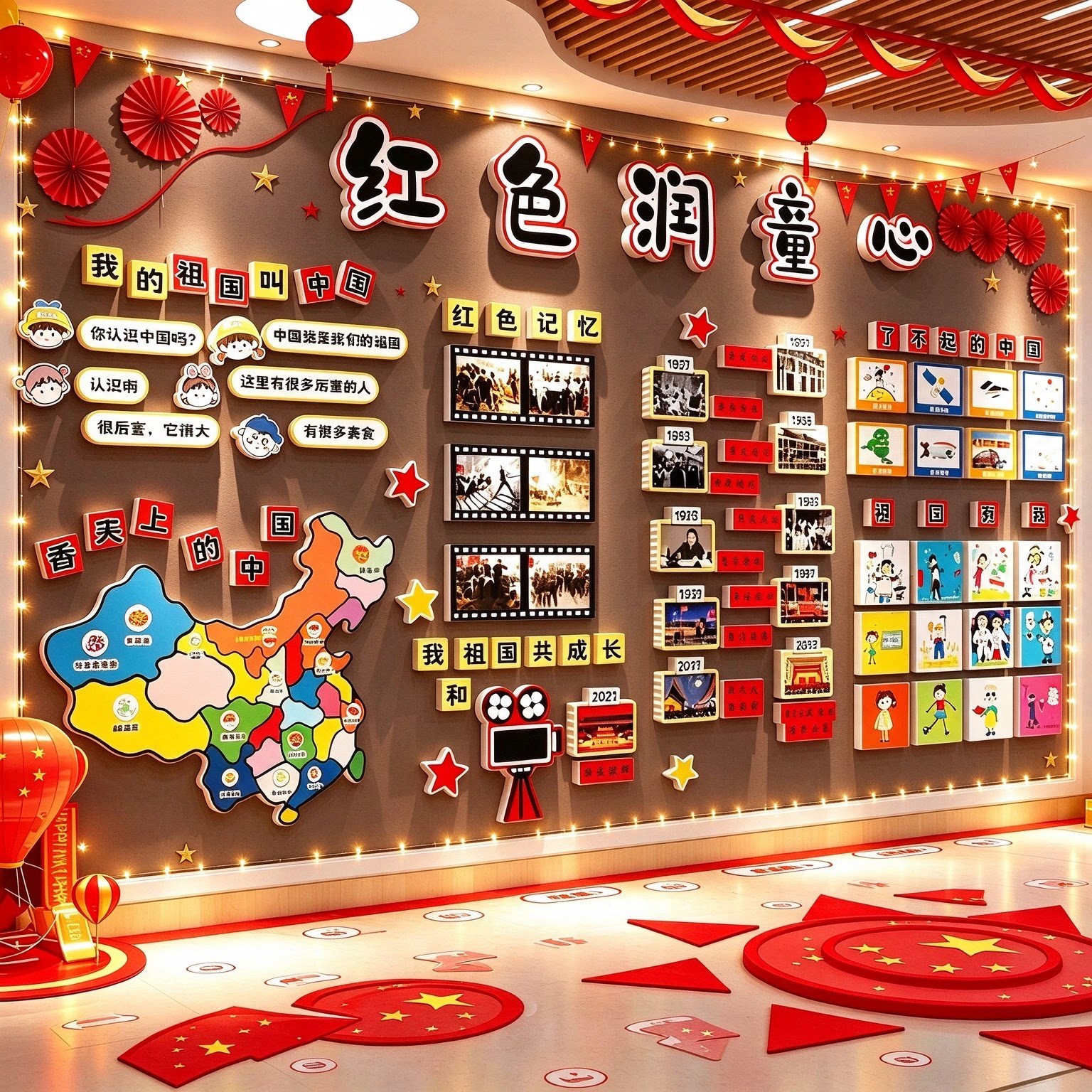 幼儿园红色长征精神爱国庆节环创主题墙贴文化班级教室黑板报装饰