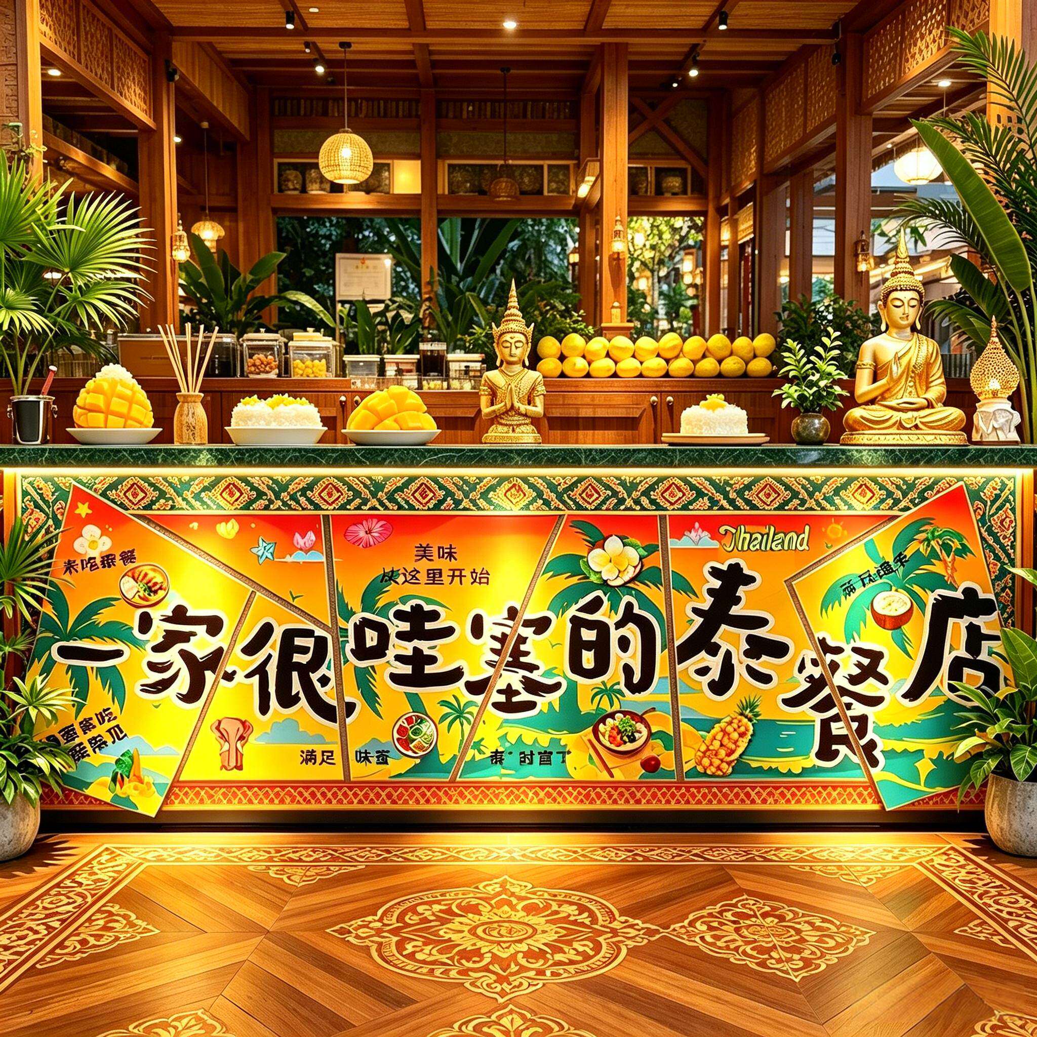 网红打卡吧台泰国菜餐厅东