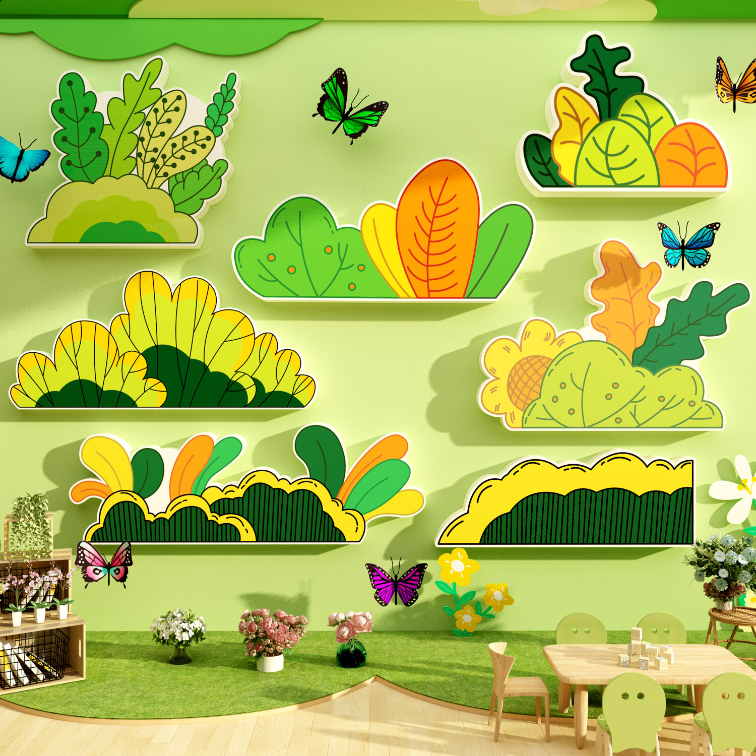 幼儿园墙面装饰半成品楼梯植物角布置环创材料自然春天教室种植区