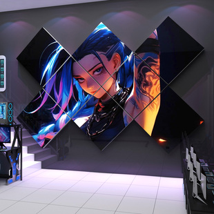电竞房间布置店网吧墙面背景板装饰创意挂画摆件贴纸英雄联盟酒