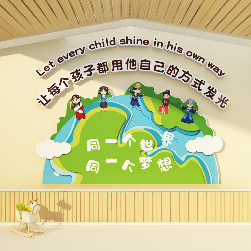 幼儿园环创主题墙面成品托管班文化墙贴装饰走廊大厅形象教室布置