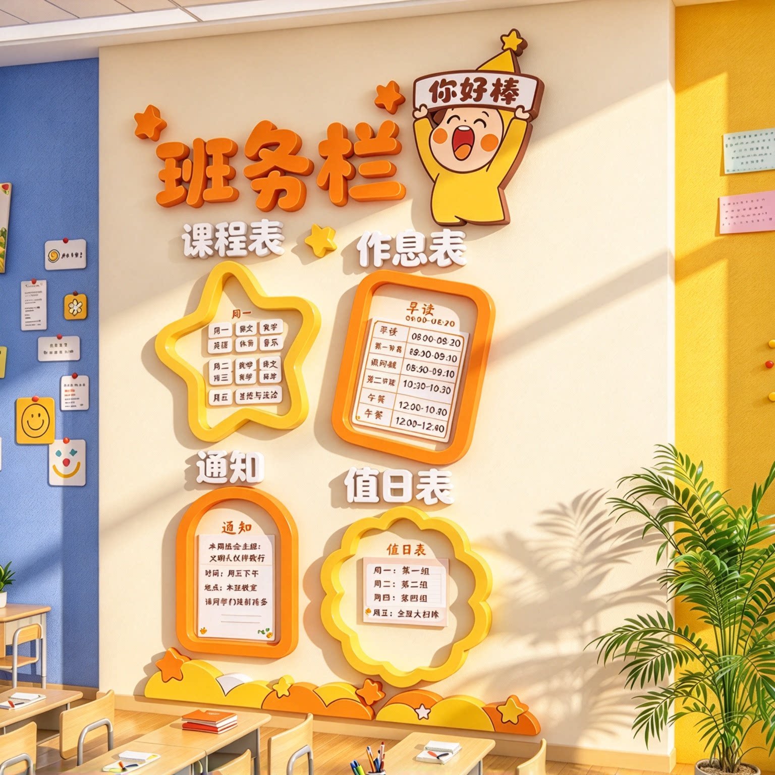 班务级教室黑板报墙贴公告栏