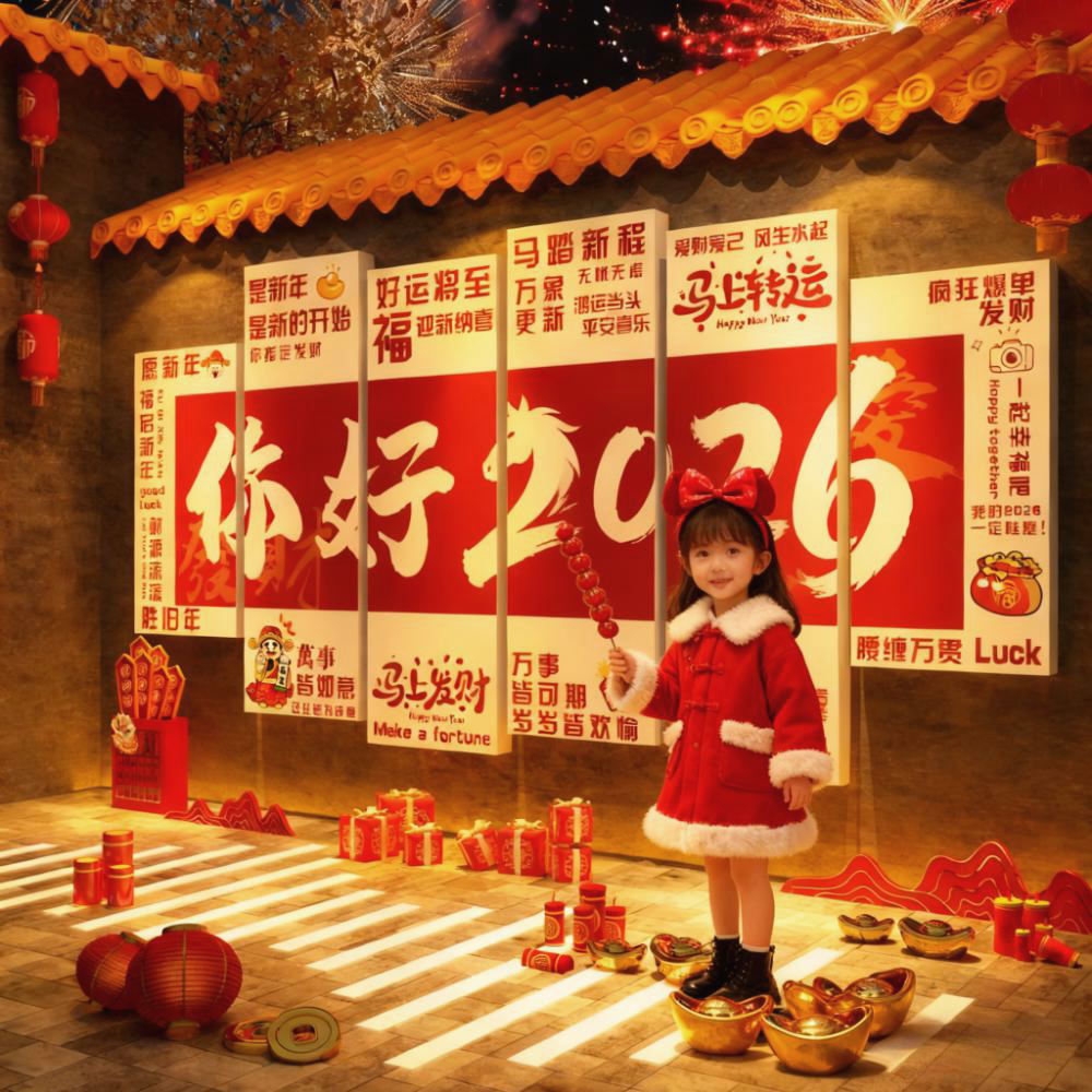 2026新年元旦快乐装饰品过马跨春节网红打卡拍照区布置氛围造场景