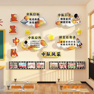 星火中队角布置文化墙面贴班级教室装饰小学少先素材红色黑板报