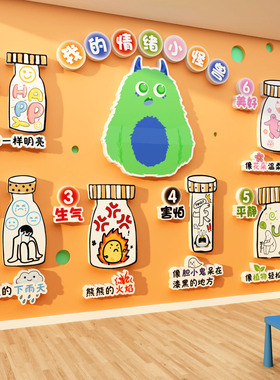 情绪小怪兽环创情绪管理幼儿园心理角文化墙面贴装饰成品楼梯走廊