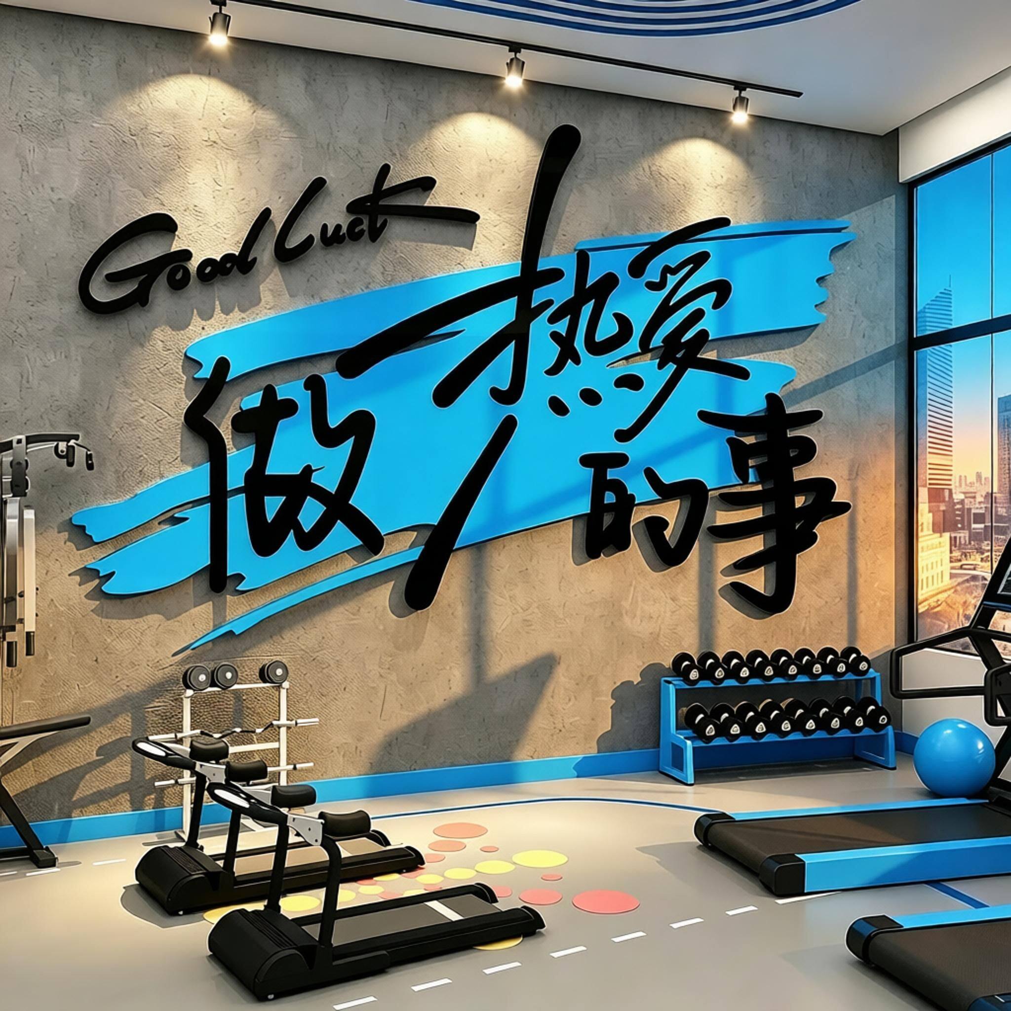 健身房背景墙面装饰励志运动健美工作室标语壁纸挂画海报网红打卡